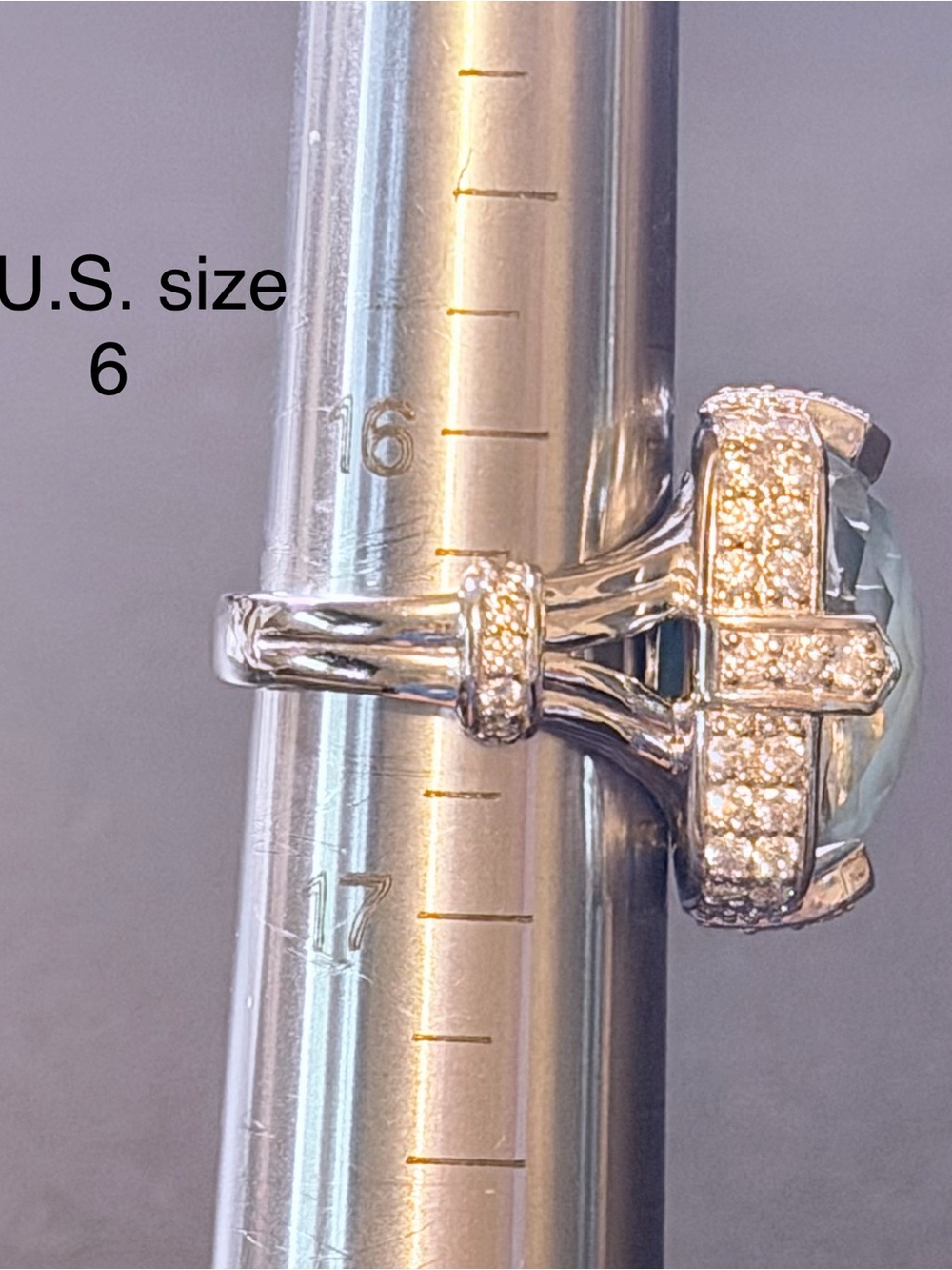Judith Ripka Turquoise Doublet and CZ, Sterling Silver Cocktail Ring, Size 6 - Picture 9 of 10